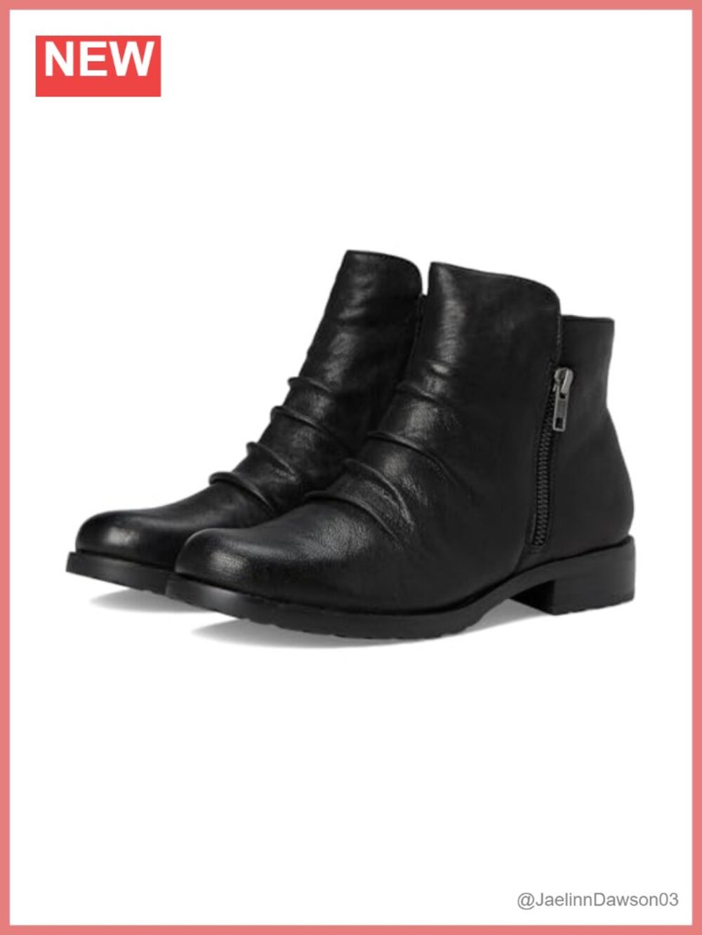 Italian Leather Ankle Boots with Inside and Outside Zippers - Block Heel